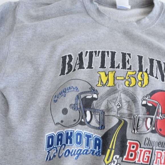 Vintage Gildan Heavy Big Red's V Cougars High School Championship Gray Sweater L - Picture 8 of 11